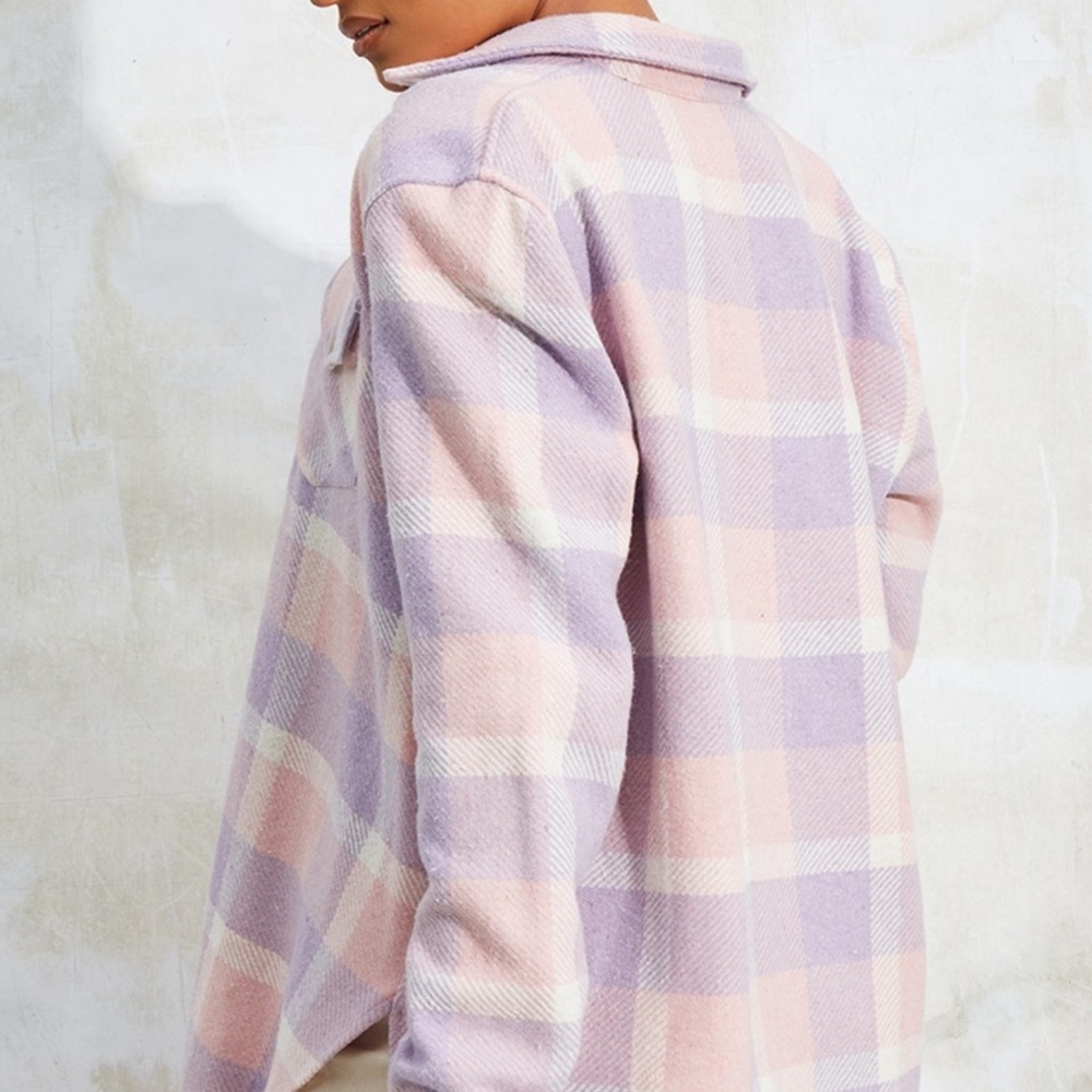 Pink Checked Longline Shacket - Picture 3 of 8